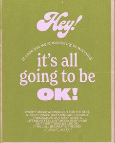 It's all going to be okay poster