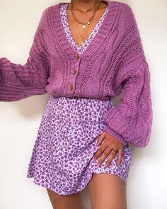 monocrome purple dress outfit