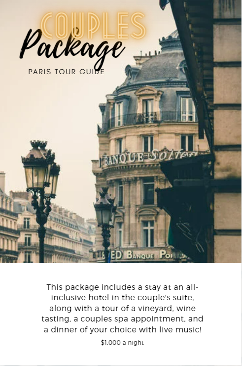 image of couples package for the paris tour guide