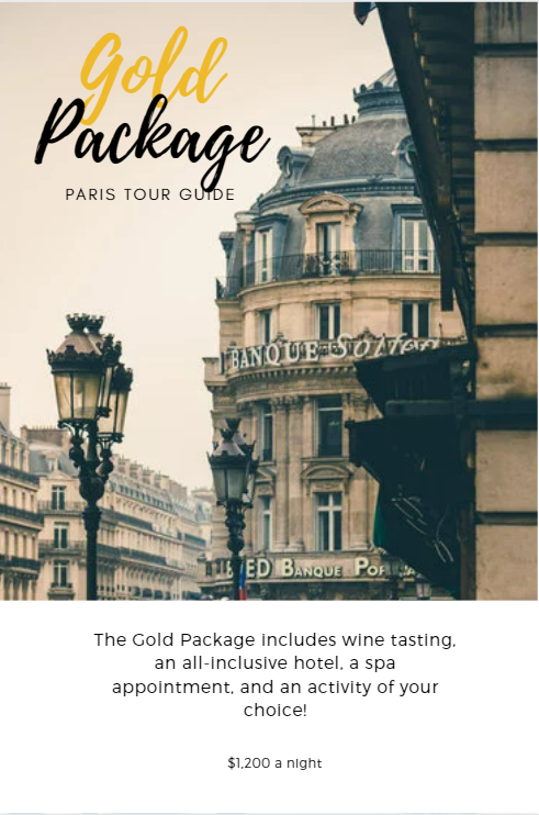 image of gold package for the paris tour guide